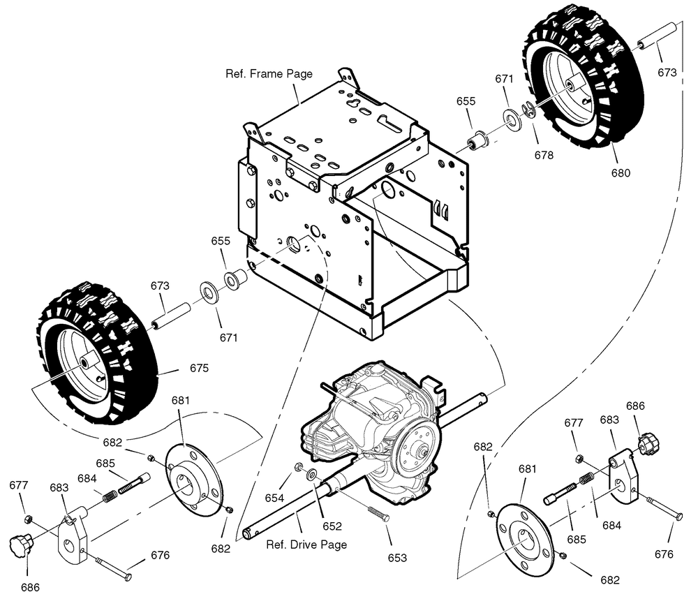Wheels Diagram and Parts List for 632130X16D 2005 Briggs and Stratton Snow Blower